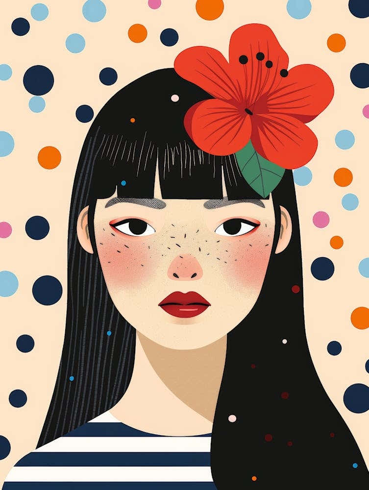 Asian Girl With Flower