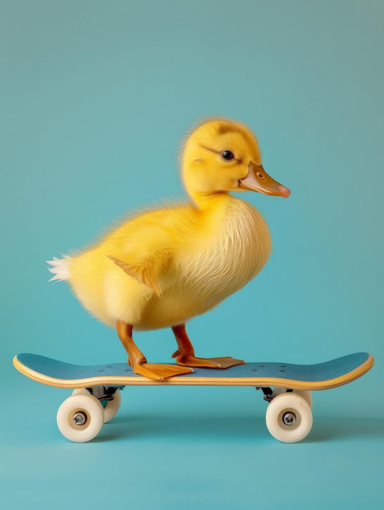 Duck On Skateboard 1
