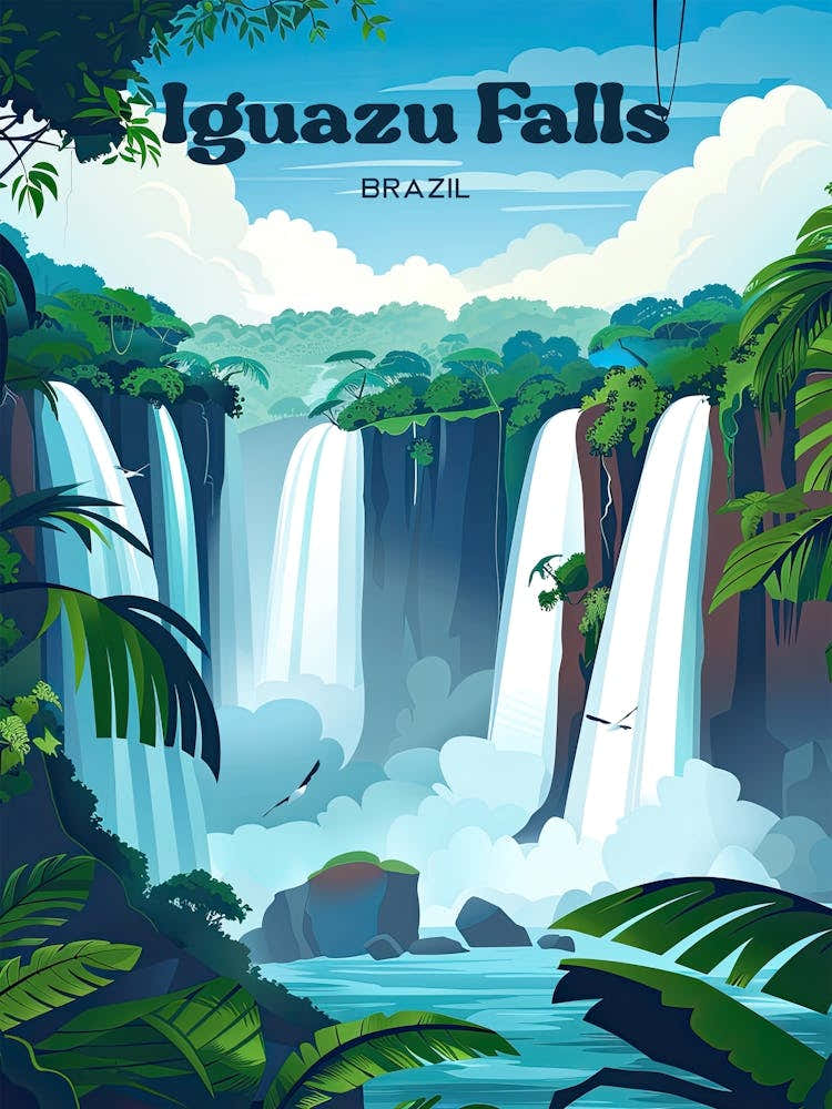 Iguazu Falls Brazil Paradise Travel Art