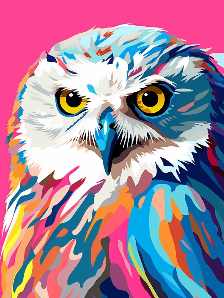 Colourful Geometric Bird Snowy Owl 1