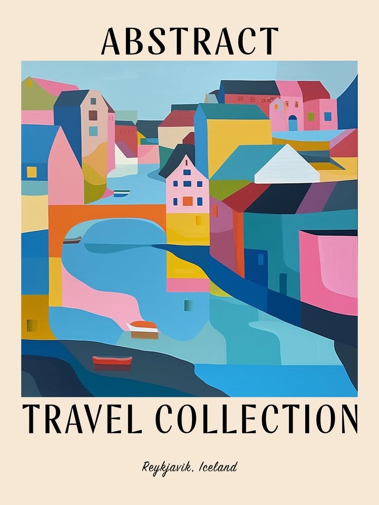 Abstract Travel Collection Poster Reykjavik Iceland 4
