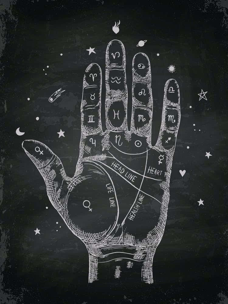 Tarot Card Hand Drawn On Chalkboard - Astrology poster