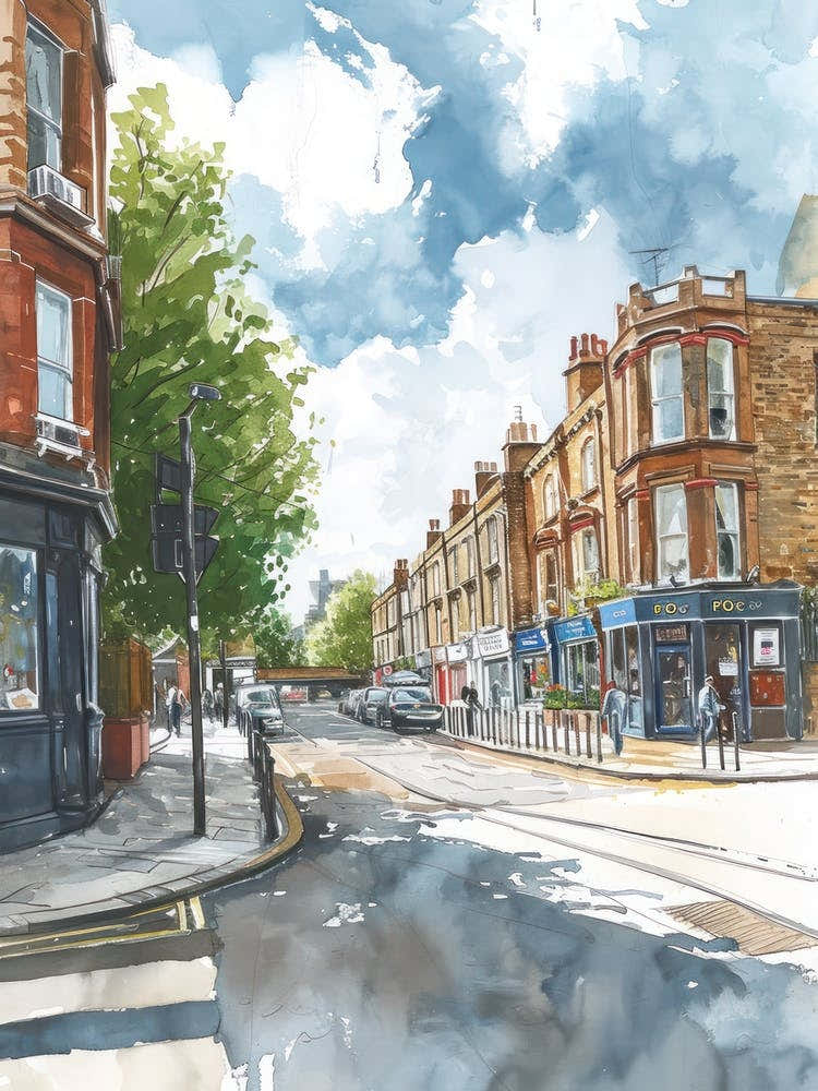 Lambeth London Borough   Street Watercolour 4