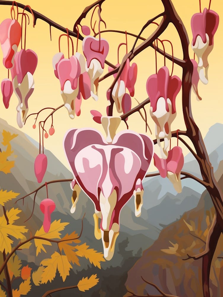 Bleeding Heart Dicentra 5 Flower Painting