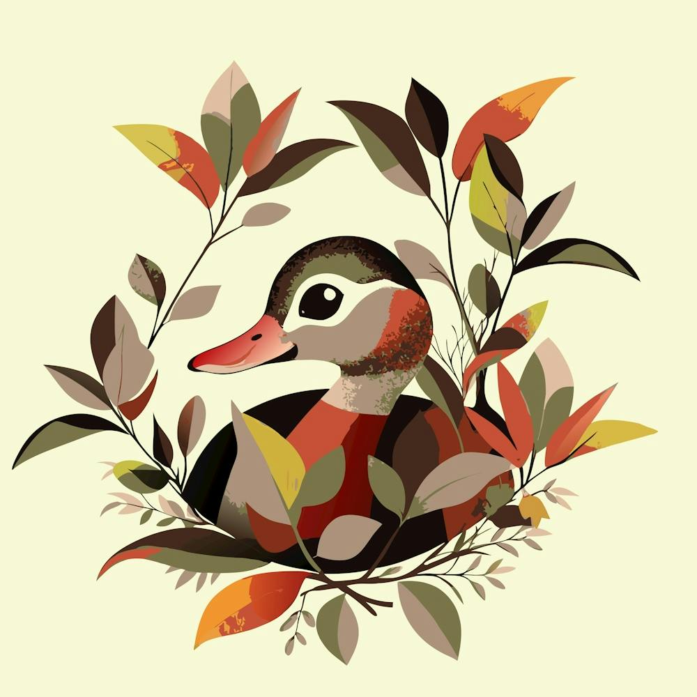 Duckling Hiding In The Bushes