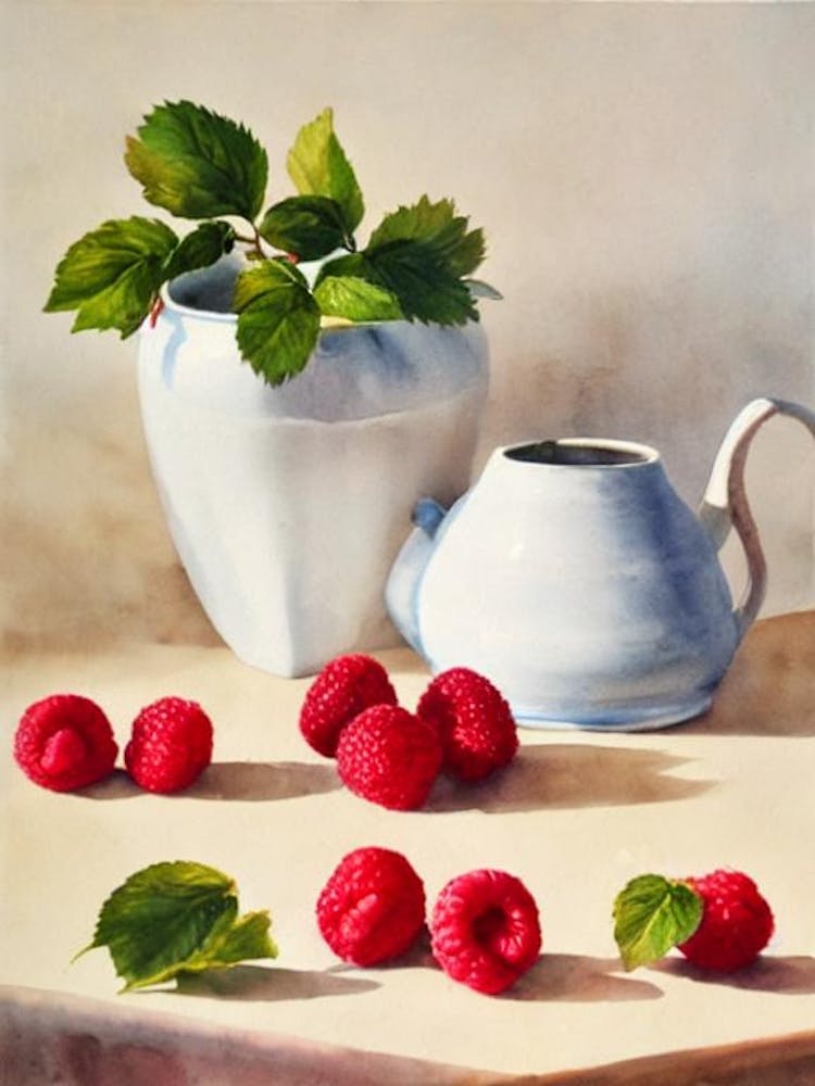 Raspberry Italian Watercolour fruit