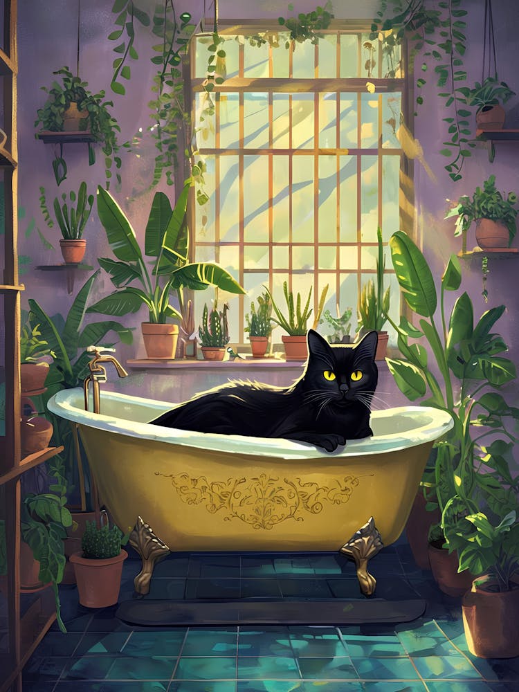 Cat In Bathroom
