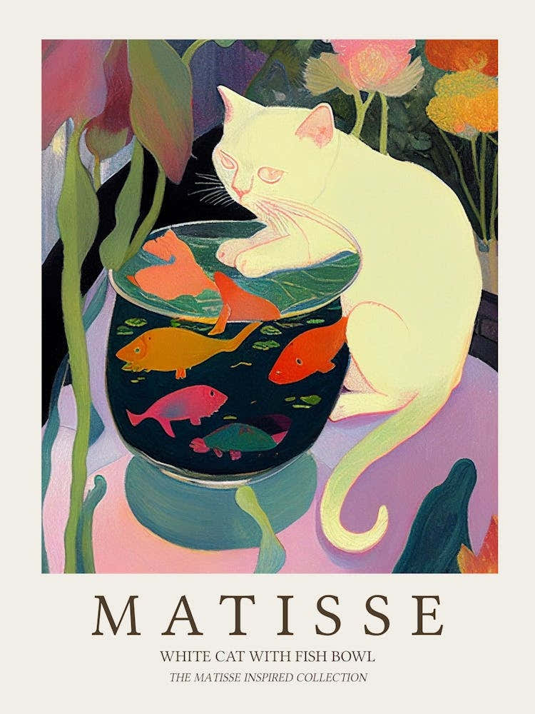 The Great Cat And Fishbowl Matisse Inspired
