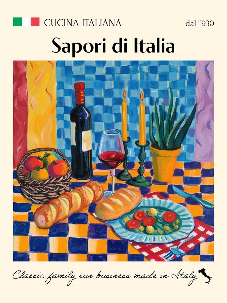 Sapori Di Italia Trattoria Italian Poster Food Kitchen