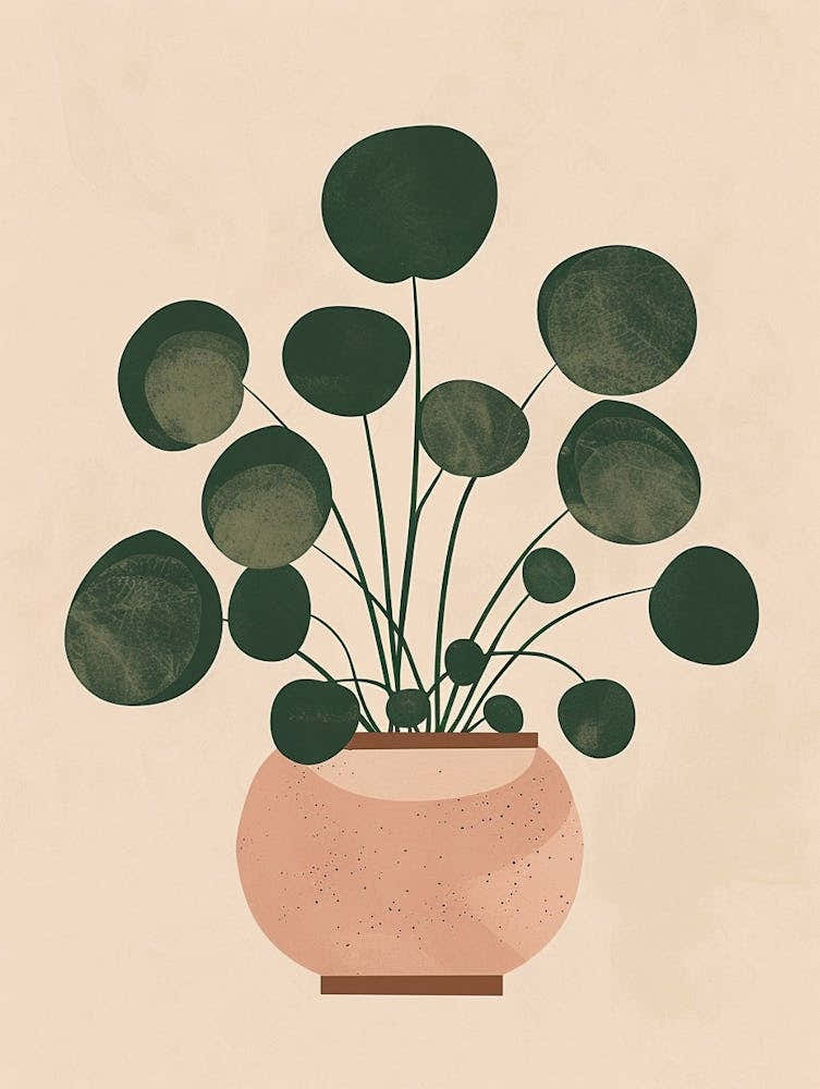 Pilea Plant Minimalist Illustration 4