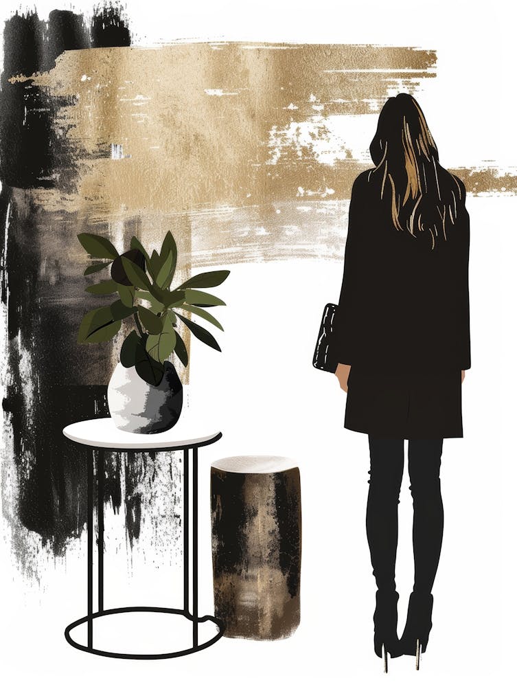 Gold And Black Abstract Painting 120
