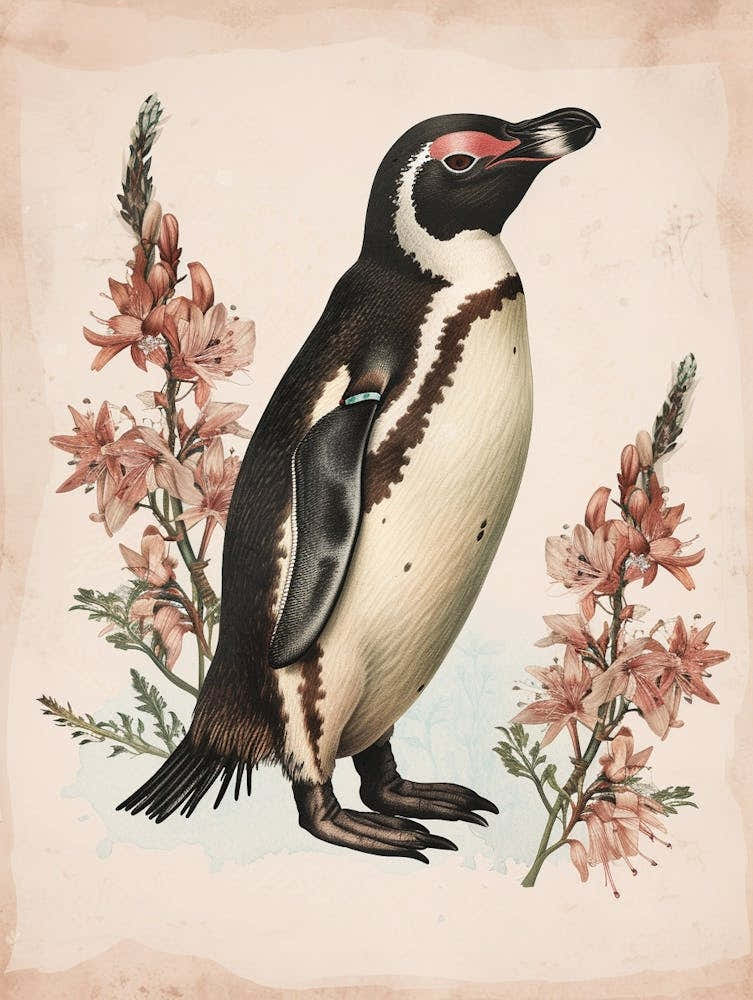 Adlie Penguin Dunedin Taiaroa Head Vintage Botanical Painting 3
