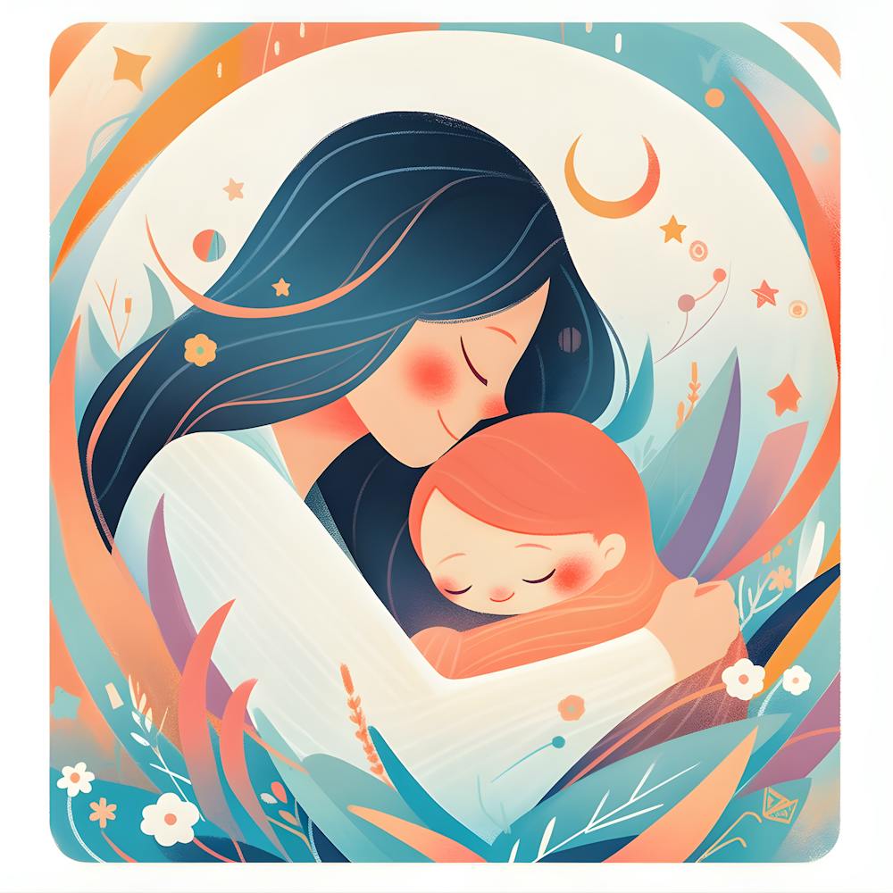 Heart To Heart – Feminine Mother And Baby Print For Gifting