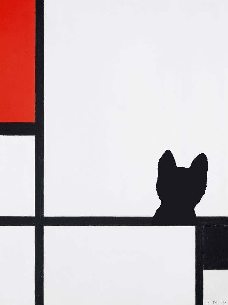 Composition No I, With Red And Black Cat (1929), Piet Mondrian Inspired