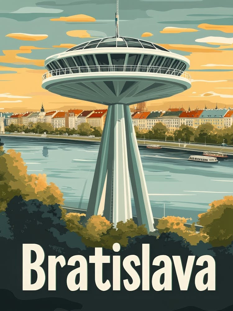 Aihrgdesign A Retro Travel Poster For Bratislava 2