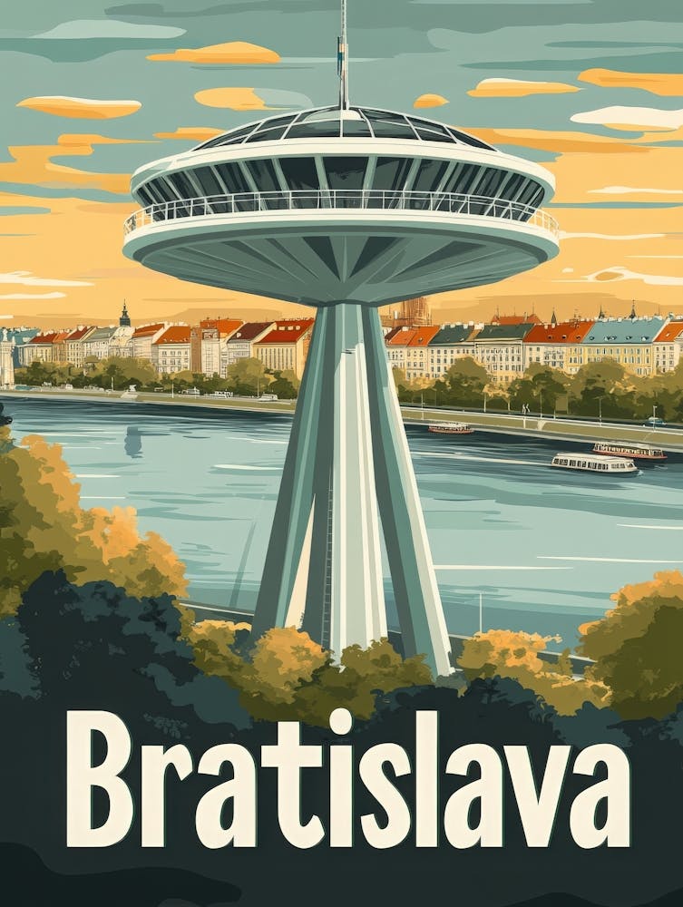 Aihrgdesign A Retro Travel Poster For Bratislava 2