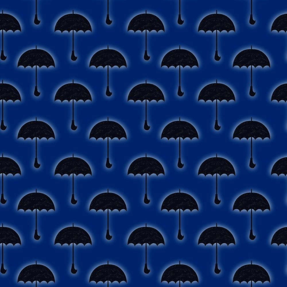 Umbrellas On A Blue Background