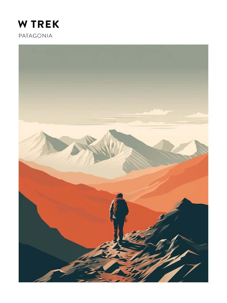W Trek Chile Hiking Trail Landscape Poster