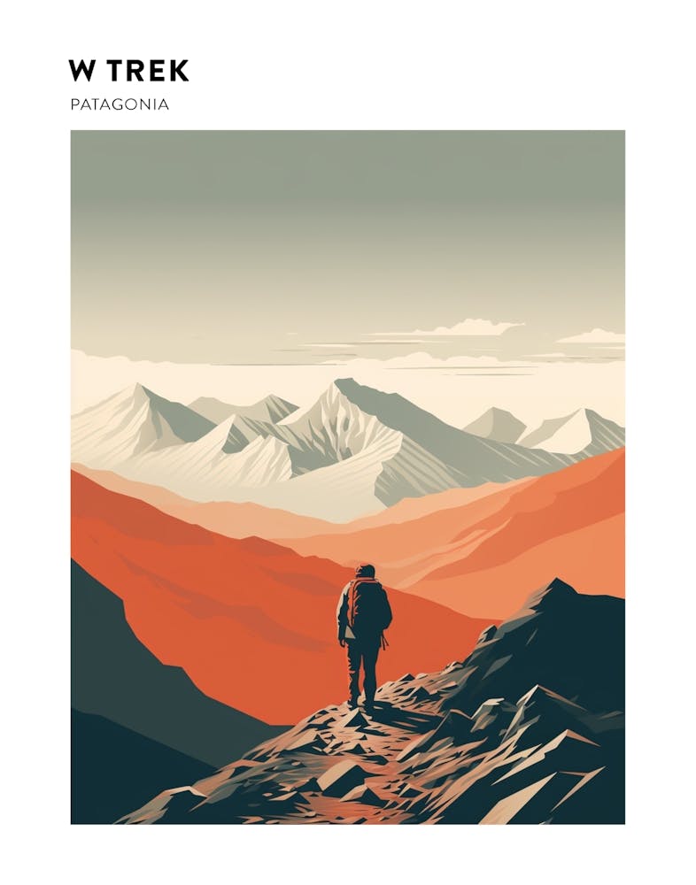 W Trek Chile Hiking Trail Landscape Poster
