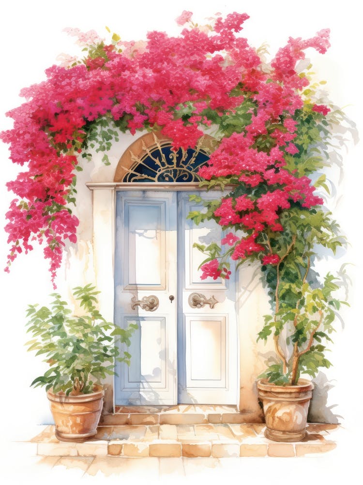 Mallorca, Spain   Mediterranean Doors Watercolour Painting 2