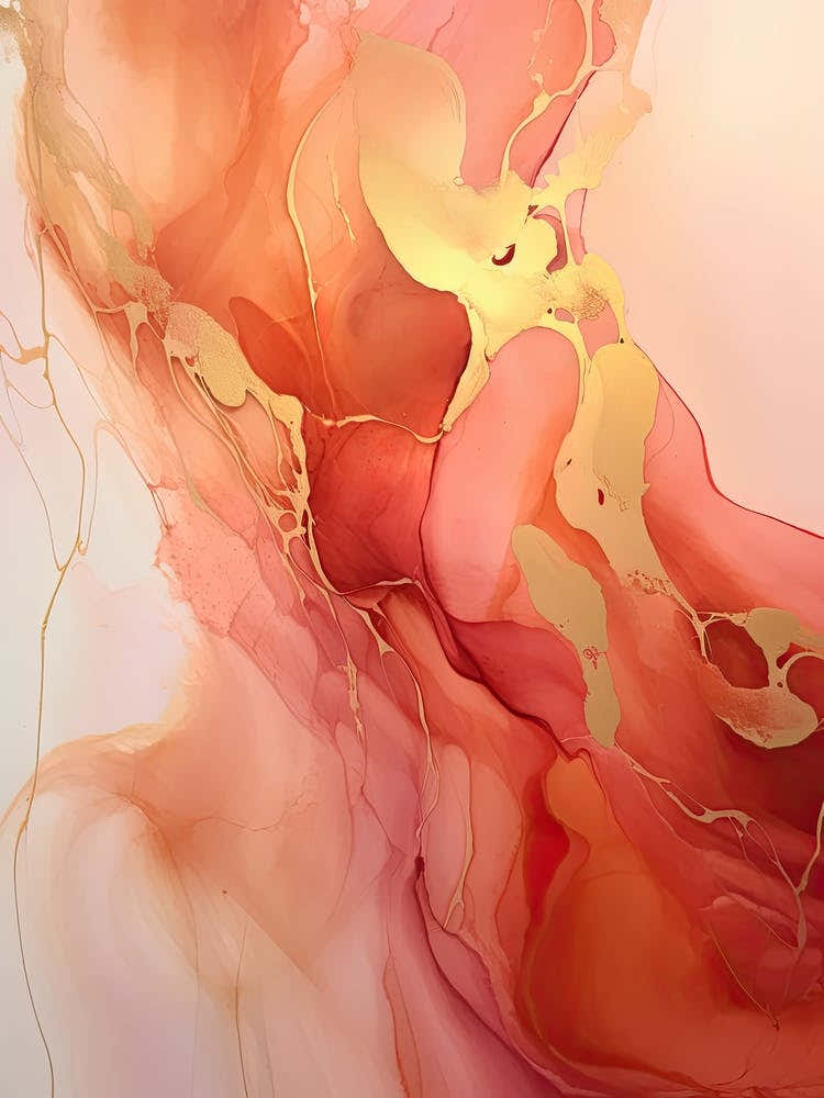 Red, Orange, Gold Flow Asbtract Painting 1