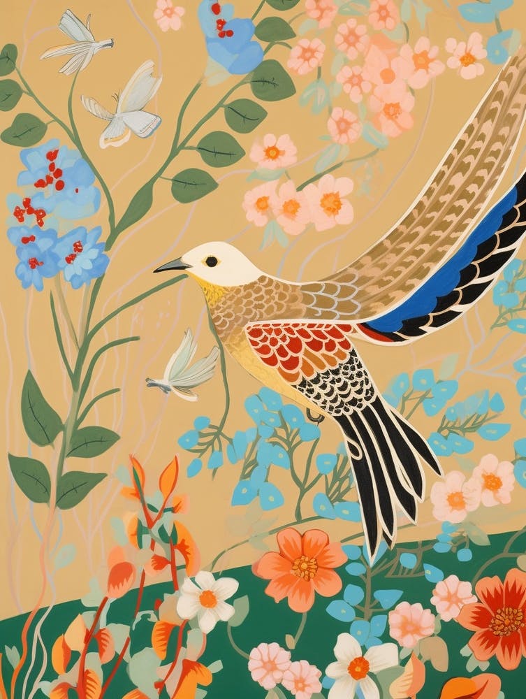 Maximalist Bird Painting Gold Finch 2