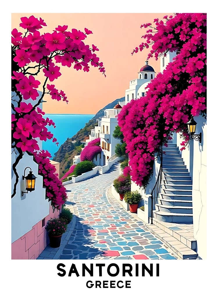 Santorini - Greece Vintage Travel Poster 25
