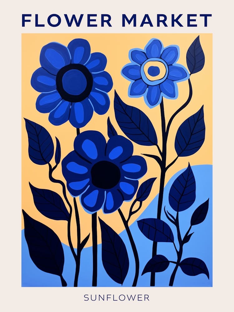 Blue Flower Market Poster Sunflower Market Poster 3