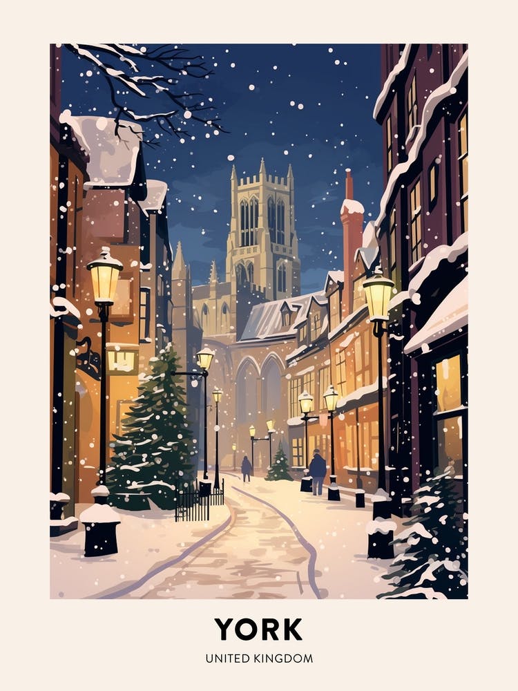 Winter Night  Travel Poster York United Kingdom 2