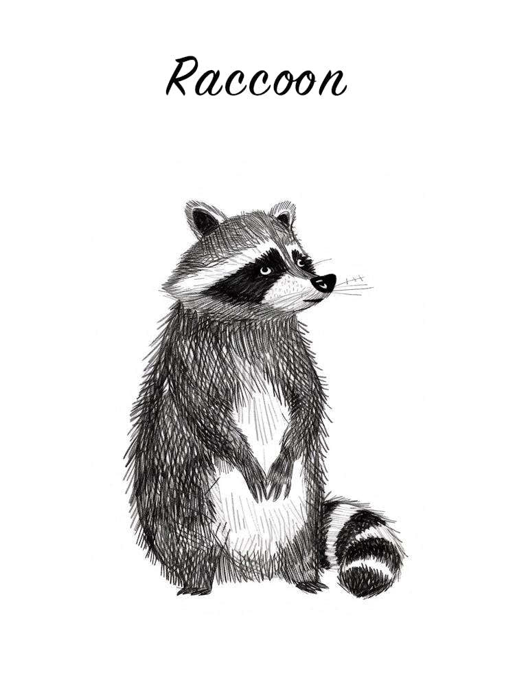 B&W Raccoon Poster
