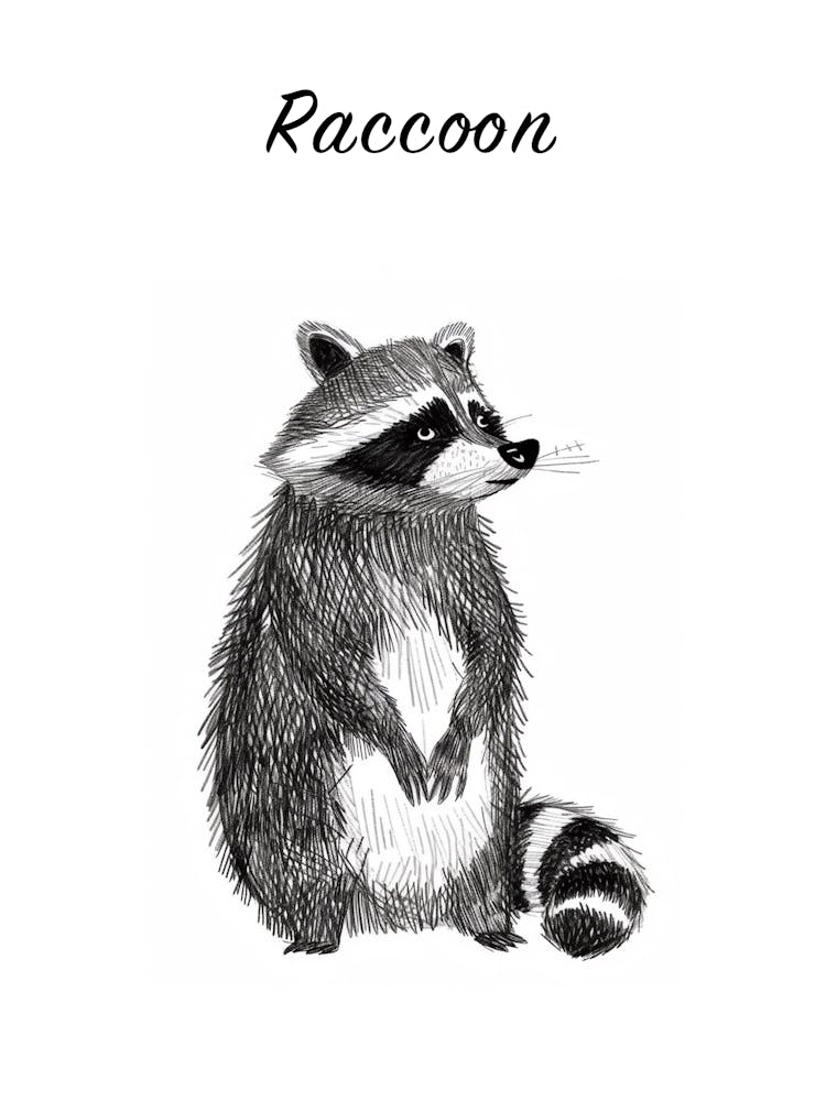 B&W Raccoon Poster