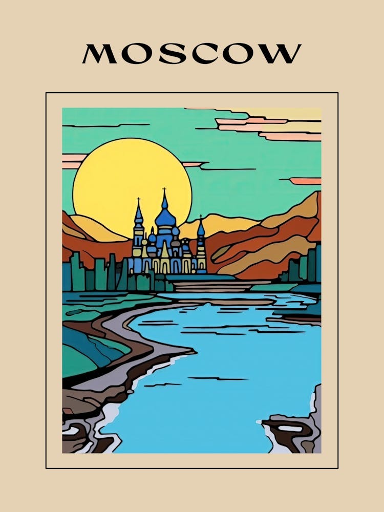 Minimal Design Style Of Moscow, Russia 3 Poster