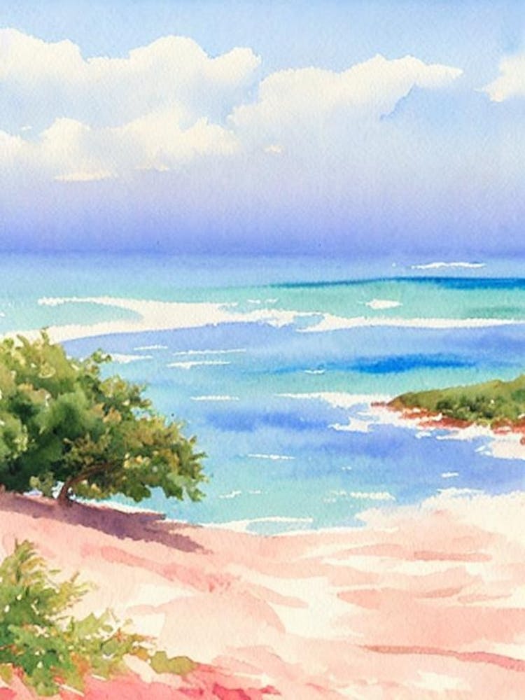 Spiaggia Di Tuerredda 2, Sardinia, Italy Watercolour