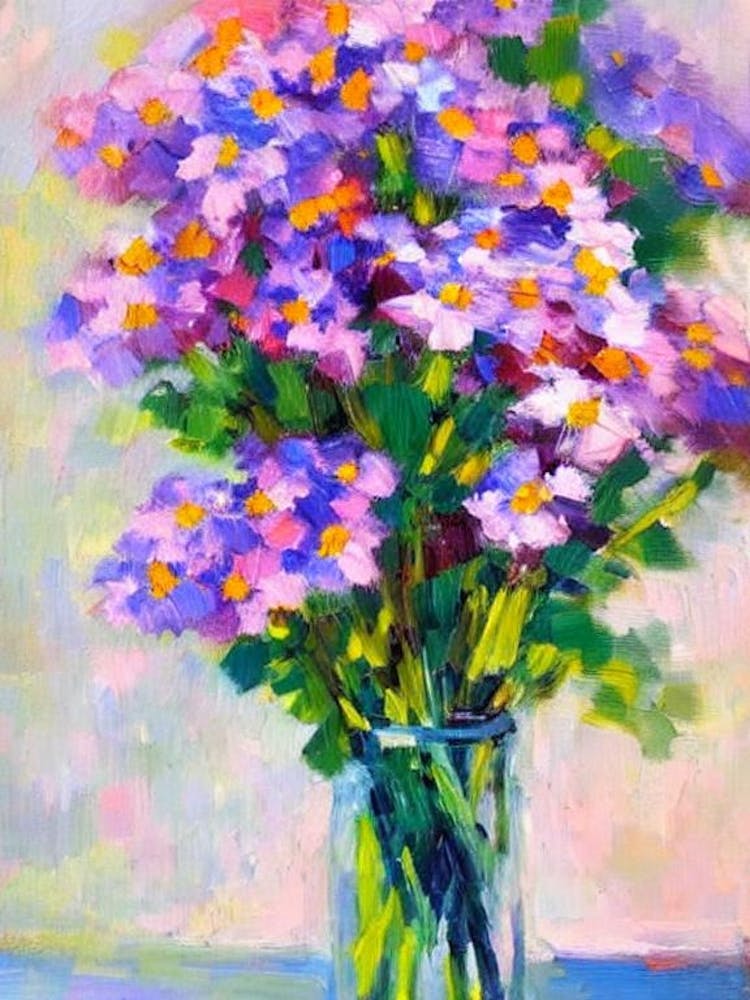 Forget Me Not Floral Abstract Block Colour 1 Flower