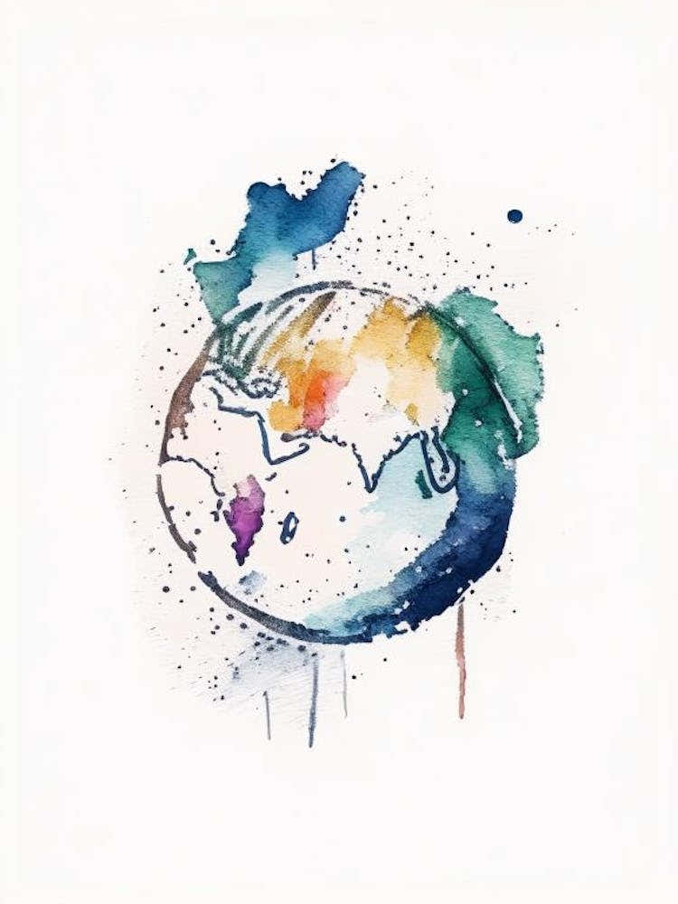 Globe Symbol 2 Minimal Watercolour