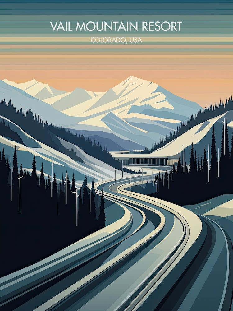 Poster Of Vail Mountain Resort   Colorado, Usa, Ski Resort Illustration 1