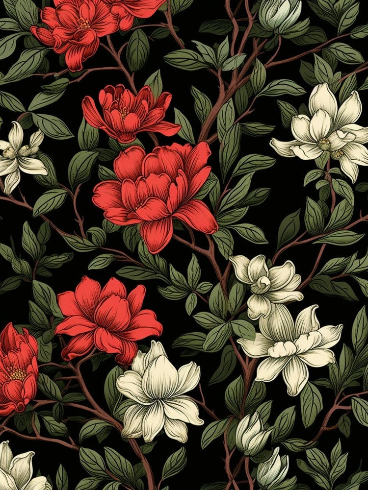 Daphne 4 William Morris Style Winter Florals