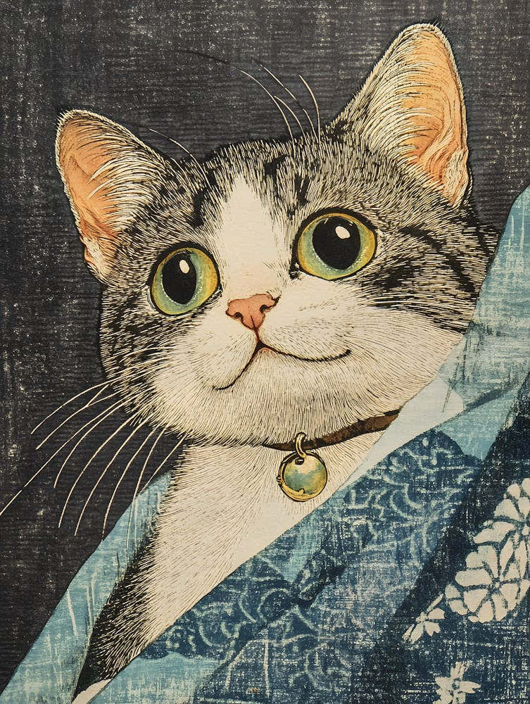 Cat In Kimono