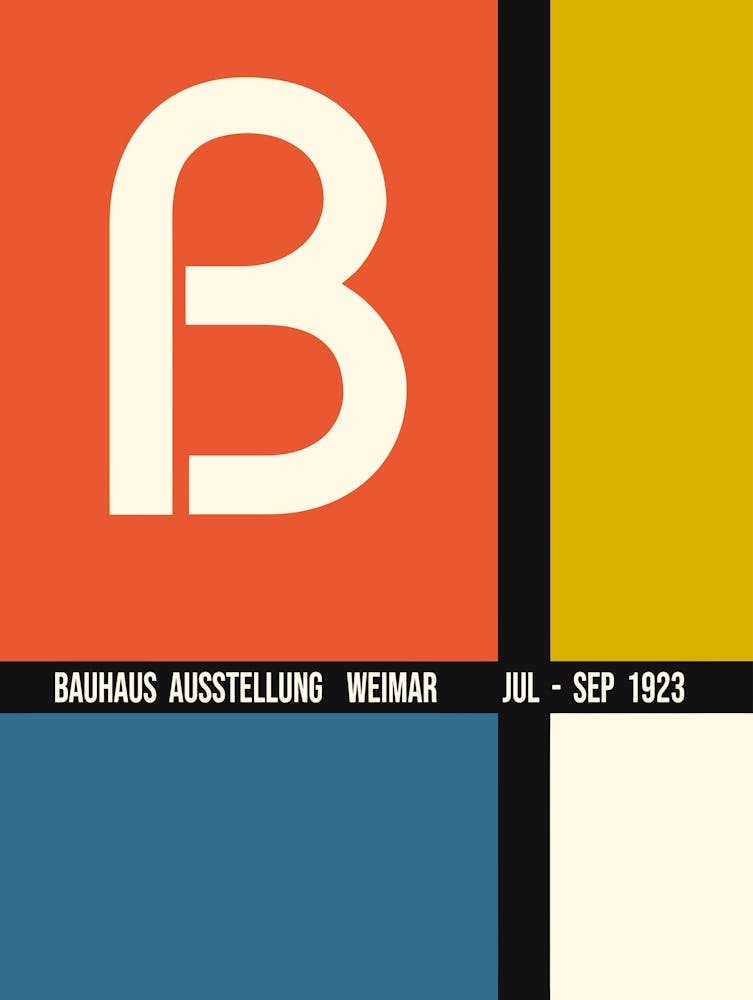 Bauhaus Ausstellung Weimar 1923 - Letter B and Color Blocks - Bauhaus typography art - Bauhaus color theory