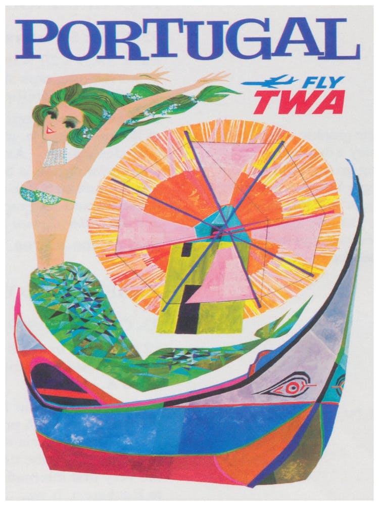 Mermaid, Portugal Vintage Travel Poster