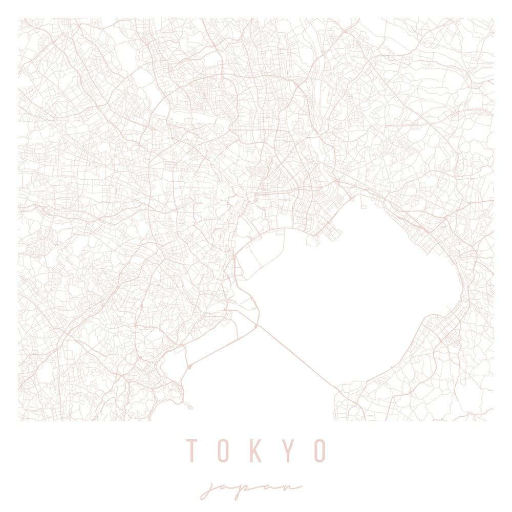 Tokyo Japan Light Pink Minimal Street Map Square