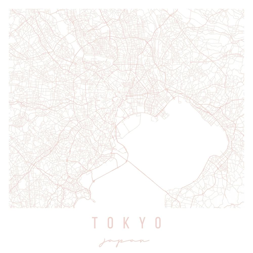 Tokyo Japan Light Pink Minimal Street Map Square
