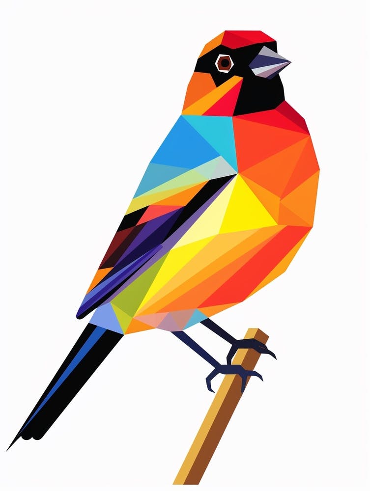 Colourful Geometric Bird Cowbird 4