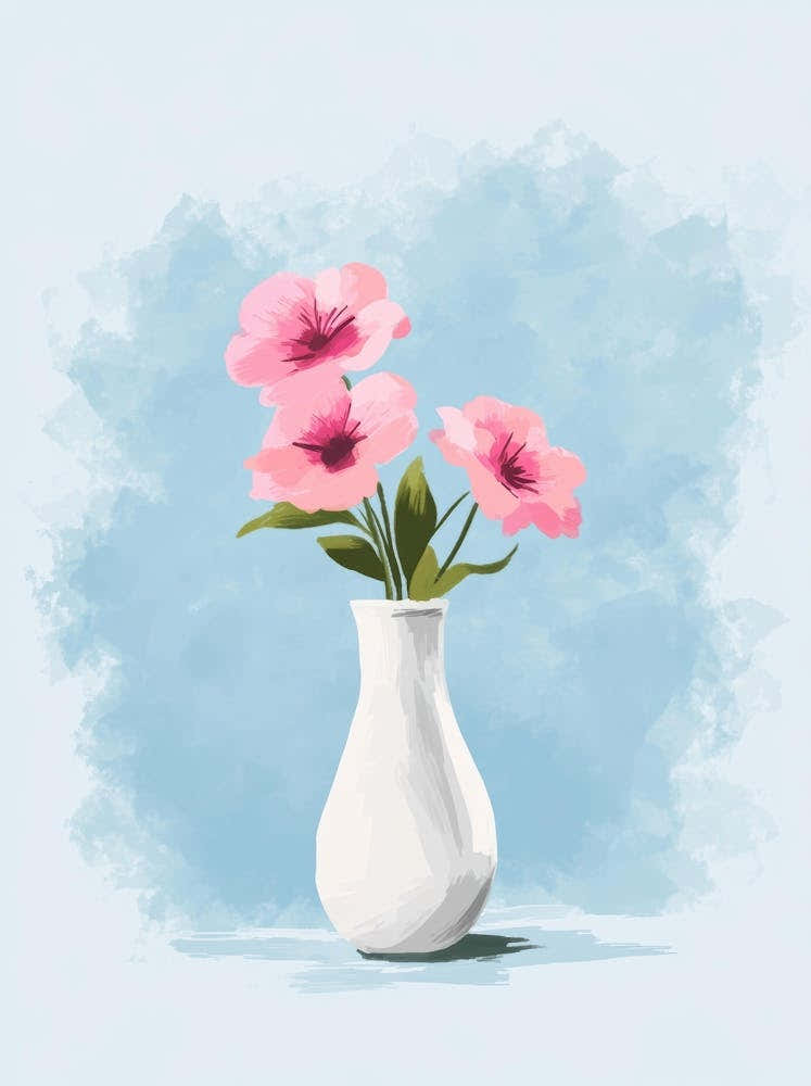 Watercolor Flowers In A Vase 4