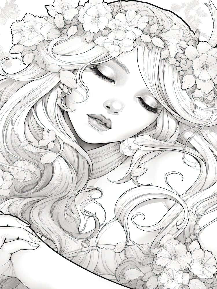 Bloom Body Girl Line Art 22