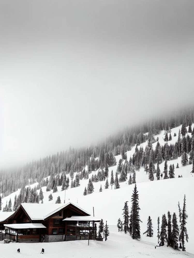 Popova Sapka, North Macedonia Black And White Skiing Poster