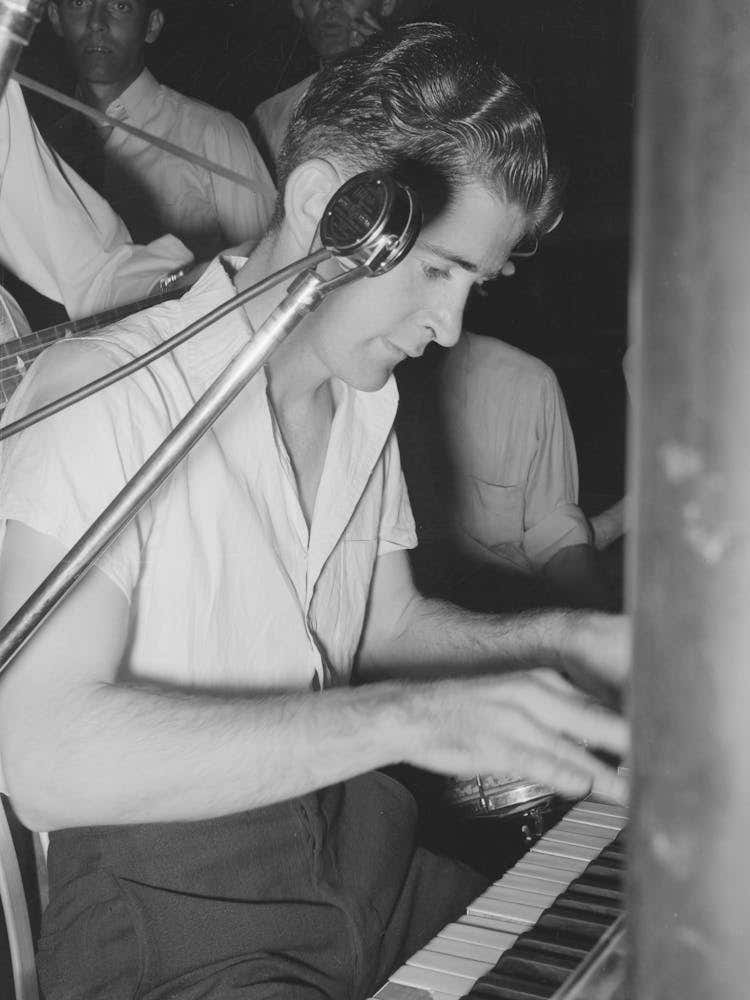 Pianist In Cajun Band Contest, National Rice Festival, Crowley, Louisiana By Russell Lee
