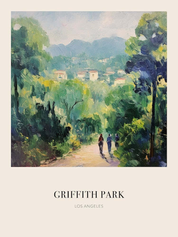 Griffith Park Los Angeles 3 Vintage Cezanne Inspired Poster