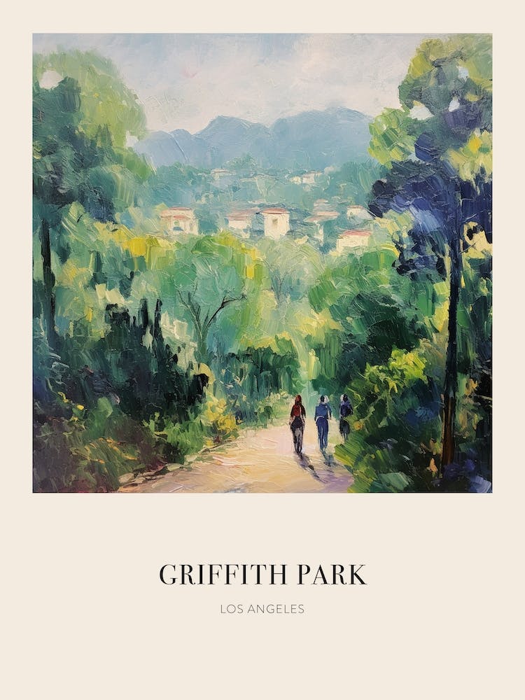 Griffith Park Los Angeles 3 Vintage Cezanne Inspired Poster