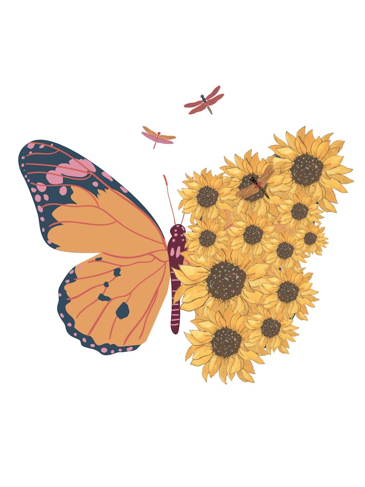 Sunflowers And Butterflies
